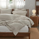 Simple&Opulence 100% Linen Duvet Cover Set with Embroidery Border Washed - 3 Pieces (1 Duvet Cover with 2 Pillow Shams) with Button Closure Soft Breathable Farmhouse - Linen, Full Size Simple&Opulence