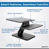 Mount-It! Standing Desk Converter, Compact 25" Sit Stand Desk Riser with Gas Spring Lift, Adjustable Height Desktop Riser for Laptop, Monitor, and Keyboard, Small Home Office Desk Converter Mount-It!