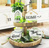 6 Pieces Farmhouse Tiered Tray Decor Beautiful Sweet Home Wood Sign Artificial Plant Rustic Tray Decorations Centerpiece Set for Home & Kitchen Decor(Tiered Tray NOT Included) Jxueych