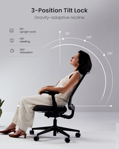 ProtoArc Ergonomic Office Chair - Flexer Computer Chair, Foam Cushion Sliding Seat, Breathable Mesh from Wintex, 125° Reclining Swivel Desk Chairs for Home, Office & Study - Black ProtoArc