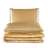 NTBED Sexy Silky Satin Comforter Sets Queen Golden Lightweight Soft Luxury Quilt 3-Pieces Microfiber Bedding Set Yellow (Gold, Queen) NTBED