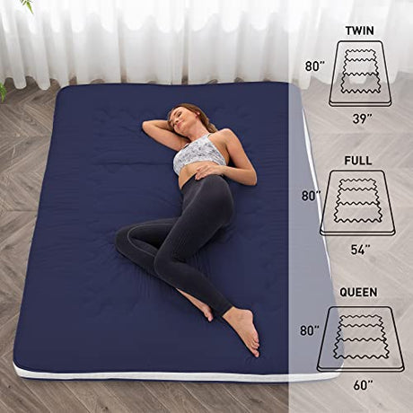 Dr.Futon Japanese Floor Futon Mattress Extra Thick Folding Roll Up Bed Topper Mat for Guest,Lounger and Tavel Dr.Futon