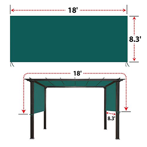 BenefitUSA 18' x 8.3' Universal Replacement Canopy Top Cover for Pergola Structure (Green) BenefitUSA