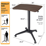 HAOOAH Pneumatic Adjustable Height Desk, Laptop Standing Desk, Rolling Sit-Stand Cart, Mobile Podium Portable Lectern for Home, Office& Classroom, 26" 19.3" Platform (29" to 46.9" H)，Brown HAOOAH