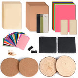 MiniStarCut 80 PCS Laser Materials Exploration Kit, DIY Laser Engraving Supplies Including Metal, Wood, PU Leather, Paper, Rock MiniStarCut
