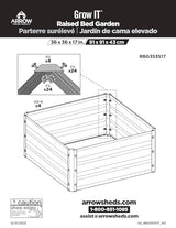 Arrow Sheds GrowIT Galvanized Steel Raised Flower and Plant Bed for The Garden or Greenhouse, 36" x 36" x 17" Arrow