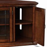 Leick Home 80386 Leaded Glass Corner TV Stand with Enclosed Storage For 60" TV's, Burnished Oak Leick Home
