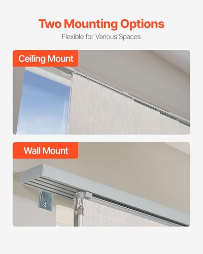 VEVOR Panel Track Blinds, Extendable Track from 45.8 in to 86 in W, Trimmable Panel Curtains Up to 96 in H, Vertical Blackout Panel Blinds for Sliding Doors, Patio Doors, Room Divider, Light Gray VEVOR