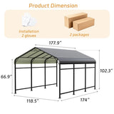 Patiowell 10'x15' Metal Carport, Heavy Duty Carport Canopy with Reinforced Frame and Galvanized Steel Roof, All-Weather Outdoor Car Shelter for Car, Truck, Boat and Tractor, Black Patiowell