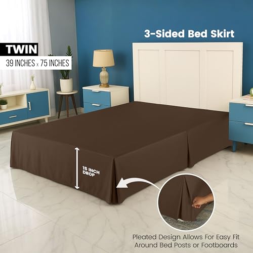Utopia Bedding Full Bed Skirt - Soft Quadruple Pleated Ruffle - Easy Fit with 16 Inch Tailored Drop - Hotel Quality, Shrinkage and Fade Resistant (Full, Brown) Utopia Bedding