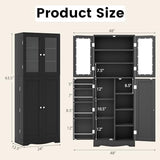 Giantex Pantry Organizers and Storage, 63.5” Tall Kitchen Cabinet, Food Buffet Cupboard with Glass Doors, Shelves with Baffle, Wooden Freestanding Giantex