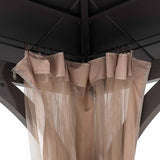 Sunjoy Hardtop Gazebo 13 x 15 ft. Outdoor Patio Steel Frame Gazebo with 2-Tier Metal Roof and Mesh Netting, Black Sunjoy