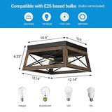 DEWENWILS Farmhouse Ceiling Light Fixture, Metal Flush Mount Ceiling Light with Wood Grain Finish, 2-Lights Ceiling Lamp for for Hallway, Entryway, Kitchen, Foyer DEWENWILS