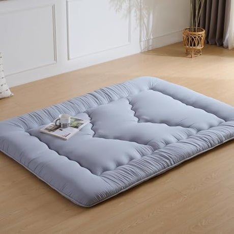 Ingdgnoso Japanese Floor Mattress, 3.5" Thicken Futon Mattress Tatami Mat, High Density Foam Support for Adult Kids Sleep, Portable Futon Sofa Bed for Camping, Pet Mat, Full 80"x 54"（Silver Gray） Ingdgnoso