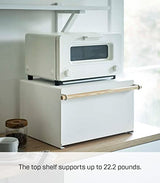 Yamazaki Home Bread Box Keeper Holder Container, Metal Bread Holder Saver, Slim Space Saving Counter Storage Steel + WoodWhite YAMAZAKI