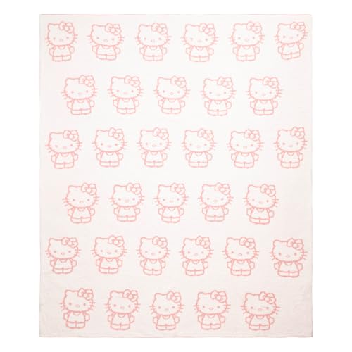 Jay Franco Sanrio Hello Kitty Feather Knit Fluffy Throw Blanket – Reversible Cozy Fuzzy Blanket 50 x 60 Inches, Soft Lightweight Kawaii Pink Bedding for Girls and Kids Jay Franco