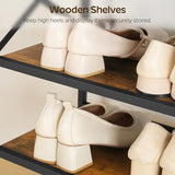 YATINEY 6-Tier Tall Shoe Rack Organizer, Wooden Shoe Storage for Closet Holds 24 Pairs, Sturdy Shoe Shelf with X-Shaped Metal Support, for Entryway, Bedroom, Rustic Brown and Black SS206BR YATINEY