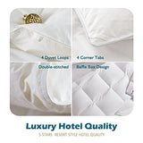 Cobnom® Luxury Organic Feather Down Comforter King Size, High Fill-Power Down & Feather Fibers Filled Duvet Insert with 100% Cotton Cover, Medium Warm for All-Season, Ivory White, 106x90 Inch Cobnom