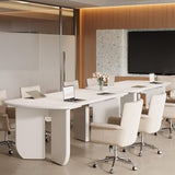 Tribesigns 5ft Conference Table for 4-6 People, 63" Large Meeting Table with Rounded Edges & Curved Base, Rectangle Conference Room Table, Modern Minimalist Workstation for Office, White Tribesigns