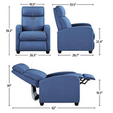 Yaheetech Fabric Recliner Chair Set of 2, Upholstered Reclining Sofa Chair with Pocket Springs for Living Room, Home Theater Seating with Thicker Seat Cushion, Light Blue