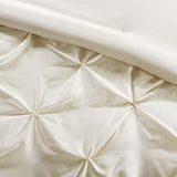 Madison Park Essentials Room in a Bag Faux Silk Comforter Set - Luxe Diamond Tufting All Season Bedding, Matching Curtains, Decorative Pillows, Ivory King(104"x92") 24 Piece Madison Park
