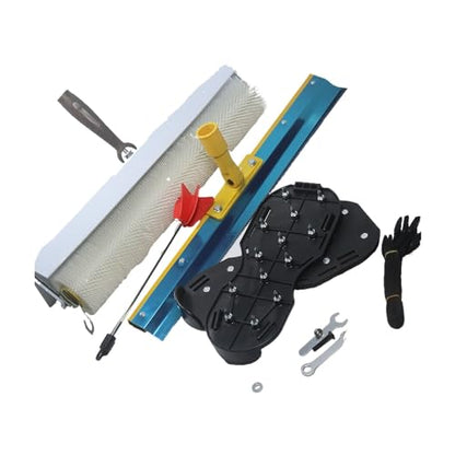 Zycoutool Cement Self-leveling Tool Kit Epoxy Floor Paint Tool w/Resin Helix Mixer Spike Shoes Roller Brush Notched Squeegee Rake - WoodArtSupply