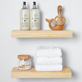 Homeforia Rustic Farmhouse Floating Shelves, Bathroom Wooden Shelves for Wall Mounted, Thick Industrial Kitchen Wood Shelf - 16 x 6.5 x 1.75 inch - Set of 2 - Unfinished - No Stain - DIY Homeforia