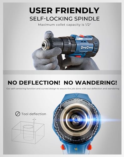 DongCheng 20V MAX Brushless Cordless 1/2" Hammer Drill Kit, 2 Batteries and Charger, 20+1+1 Metal Clutch, 435 in.lbs, 27000 IPM Compact Impact Drill for Drilling Brick Wall, Metal, Wood, Screws Dong Cheng