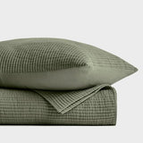 EVERGRACEHOME Cotton Coverlet Set King Size 3 Pieces, Lightweight Soft Ribbed Matelassé Bedspread Quilt Set, Cozy Oversized Quilted Bedding Set with 2 Pillow Shams for All Seasons, Olive Green EVERGRACEHOME