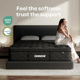 OhGeni 14 Inch Cooling Queen Size Mattress, Hybrid Gel-infused Memory Foam Bed Mattresses in a Box, Medium Feel Cool Top Fabric,Individual Pocket Spring, 3-Zone design & Reinforced Edge Support, Black OhGeni