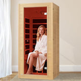 Real Relax Far Infrared Sauna for Home, 1 Person Indoor Home Sauna Low Emf, Canadian Hemlock Wooden Dry Saunas Room with Bluetooth Speakers, 9-Color Light Therapy, 1574w/110v for Personal Spa Real Relax