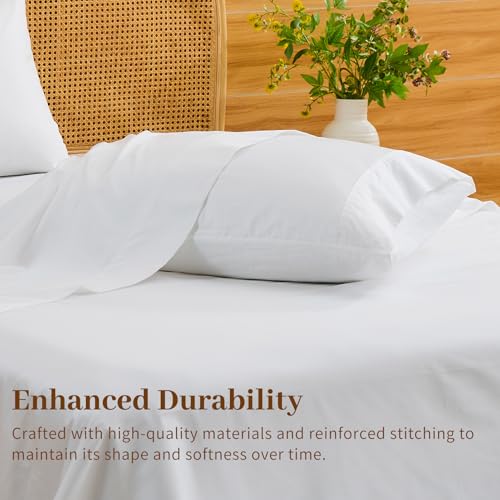 Bedlifes Deep Pocket Sheets 18-24 Inch, King Size Egyptian Cotton 1000 Thread Count, 4-Piece - Fits Extra Thick Mattresses, Cooling & Breathable (White) Bedlifes