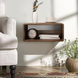 WDSHIYI Floating Nightstand, Wall Mounted Bedside Shelf, Handmade Bedroom Furniture,Pine Wood Floating Bedside Table, Minimalist and Unique Style 18”x 10”x 7.5” Brown WDSHIYI