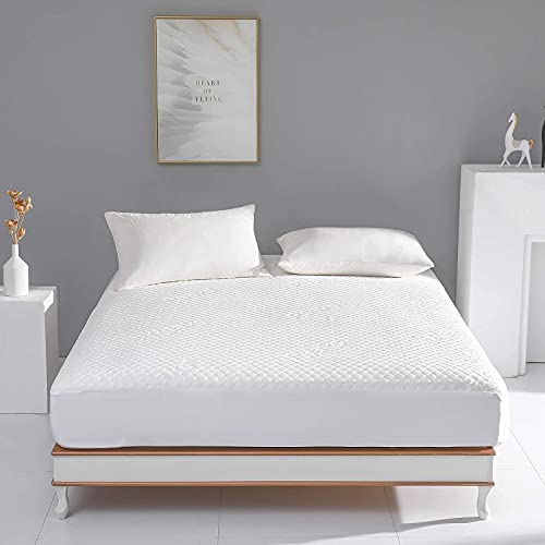 King Size Waterproof Mattress Protector Fitted Mattress Pad Cover with Deep Pocket Up to 18'' Reaks