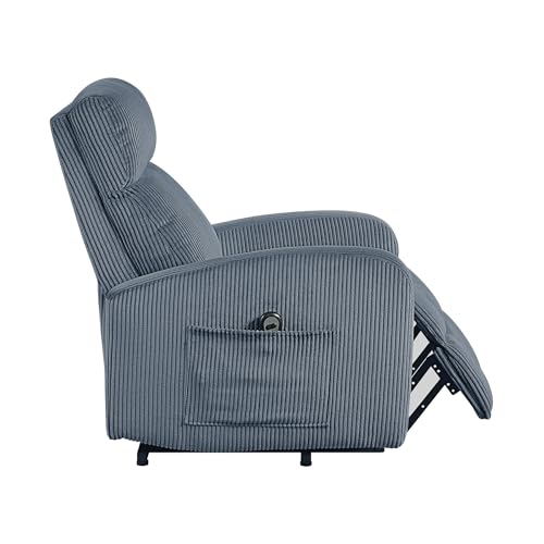Lexicon Power Lift Recliner Chair for Elderly with Remote Control, Gentle Lift Motion, Side Pocket Armrest, Corduroy Upholstered Electric Recliner for Living Room/Bedroom, Easy Assembly, Midnight Blue