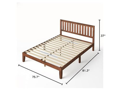 Zinus Vivek King Wood Platform Bed Frame with Headboard in Antique Espresso - WoodArtSupply