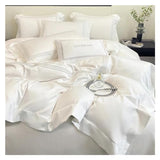 YUSIWOAL Cotton Bedding Set Home Textile Three Lines Embroidery Luxurious Pillowcase Sheet Quilt Cover Twin/Queen/Single Bed,Summer Duvet Cover sets(Bianco,Queen size 1.8M Bed 4pcs) YUSIWOAL