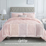 Swift Home Twin/Twin XL Baby Pink Rose Blush Comforter Set - Ruched 3D Floral Pintuck Bedding Set - 2 Pieces Bed Linen, 1 Comforter and 1 Pillow Sham Swift Home