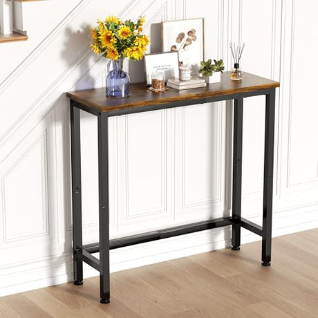 GRLEAF 29.5" Narrow Console Table, Small Entryway Table, Thin Hallway Table Skinny Sofa Side Display Table for Entrance, Bedroom, Living Room, Foyer, Corridor, Office - Rustic Brown (9.5" Deep) GRLEAF