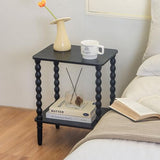 Fultyle Black Side Table, Small End Table with 2-Tier Shelf, Vintage Night Stand with Storage for Bedroom Living Room, Small Spaces (Black) Fultyle