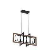 Lingkai Farmhouse Chandelier Rustic Kitchen Island Light Fixture, Industrial Pendant Lighting Fixtures Wood and Metal for Dining Room Pool Table Lingkai