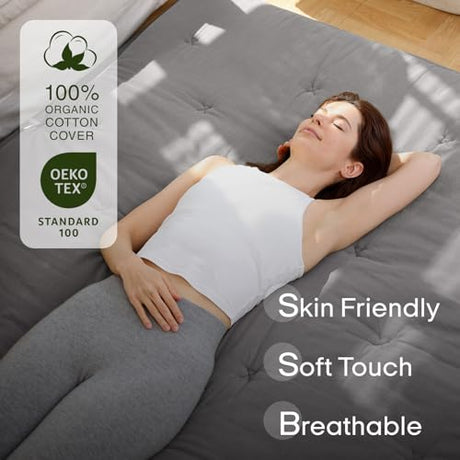 ZonLi Japanese Floor Futon Mattress Twin Size 75"x 39", 100% Cotton Cover 2.5'' Thicken Tatami Mattress, Foldable Sleeping Pad, Portable Dormitory Tatami Mat (Grey) ZonLi