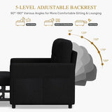 DWVO 55" Convertible Sofa Bed, 3-in-1 Sleeper Sofa with Pull-Out Bed, Linen Futon Couch with Adjustable Backrest and Side Pocket, Modern Loveseat for Living Room Apartment, Balck DWVO