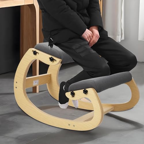 YOXIER Kneeling Chair,Kneeling Desk Chair,Office Sitting Posture Correction Chair,Rocking Home & Work Wooden Computer Desk Chairs, Back & Neck Spine Pain, Better Posture, Ergo Knee Support Stool 1 Set YOXIER