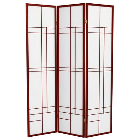 Red Lantern 6 ft. Tall Eudes Shoji Screen - Rosewood - 3 Panels Red Lantern