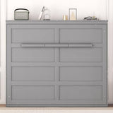 MERITLINE Queen Horizontal Murphy Chest Bed,Wood Folding Grey Murphy Chest Bed Cabinet for Adults No Box Spring Needed MERITLINE