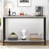 FOLUBAN Industrial Sofa Console Table, Rustic Wood and Metal Entryway Hallway Table for Living Room Entrance, 43.3 Inch Light Grey FOLUBAN