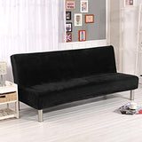 Thick Plush Futon Cover Stretch Armless Sofa Bed Slipcover Soft Couch Sofa Cover Futon Slipcover (Black) DOLZO
