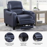 Signature Design by Ashley Mercomatic Contemporary Leather Match Wall Hugger Power Recliner with Adjustable Headrest and USB Ports, Blue Signature Design by Ashley