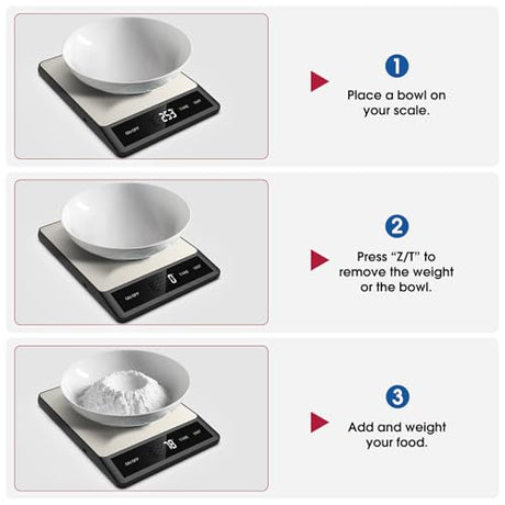 Mik-Nana Food Scale, Digital Kitchen Scale with 6 Units Tare Function & LCD Display, 11lb Stainless Steel Weight Grams and Ounces for Baking, Cooking and Meal Prep (Batteries Included) Mik-Nana